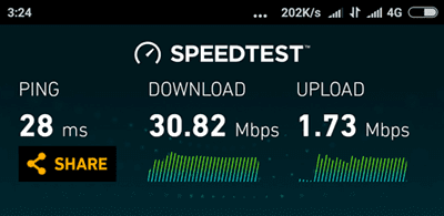 Kecepatan Internet Smartfren di Xiaomi