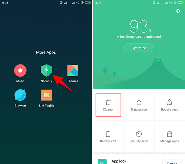 Gunakan Cleaner di Security App