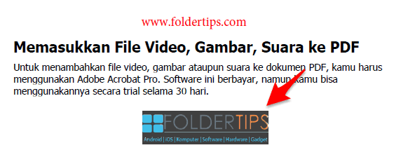 Memasukkan File Video, Gambar, Audio ke PDF