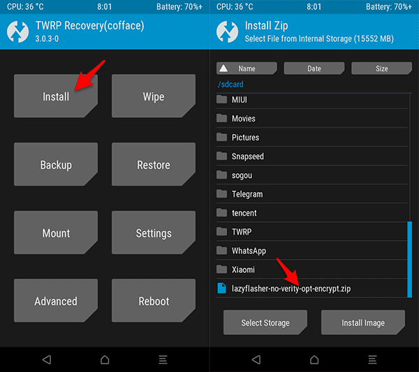 Cara Pasang (Install) TWRP Cofface Redmi Note 4X Mido MIUI 8/9