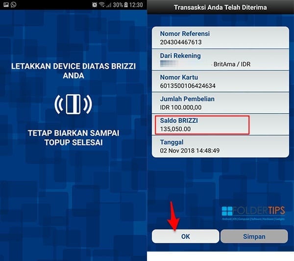 Cara Isi Ulang BRIZZI (E-Toll BRI) Via HP Android Berfitur NFC
