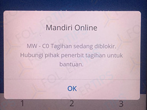 pesan error Mandiri Online saat top up OVO