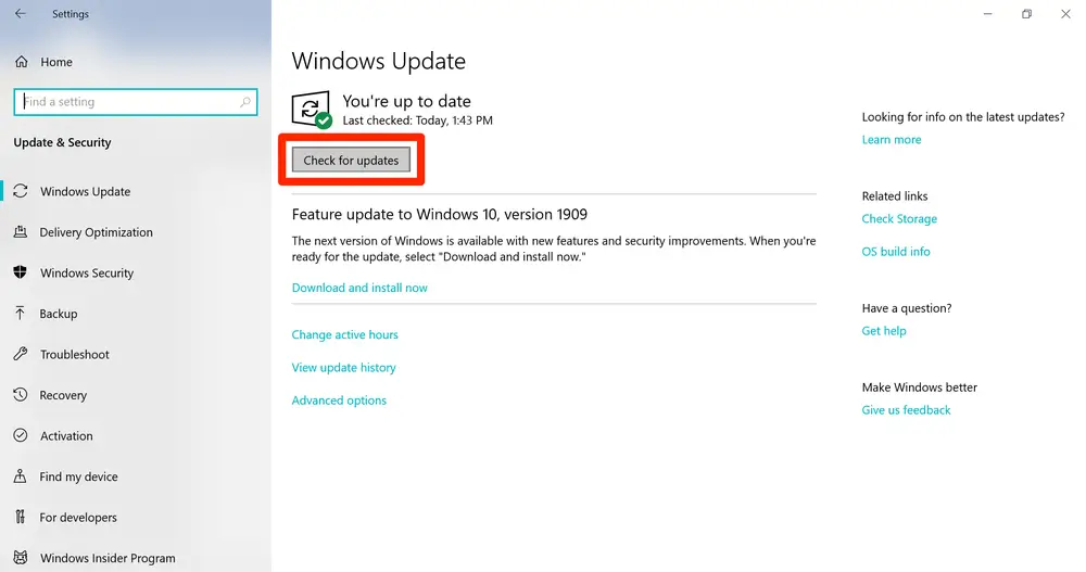 Klik-Windows-Update-dan-ketuk-Check-for-Update cara mengatur resolusi monitor windows 10