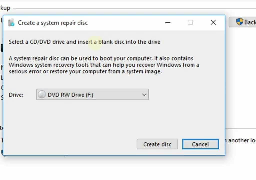 Klik-pada-opsi-Create-a-system-repair-disc Cara reset laptop Asus Windows 10