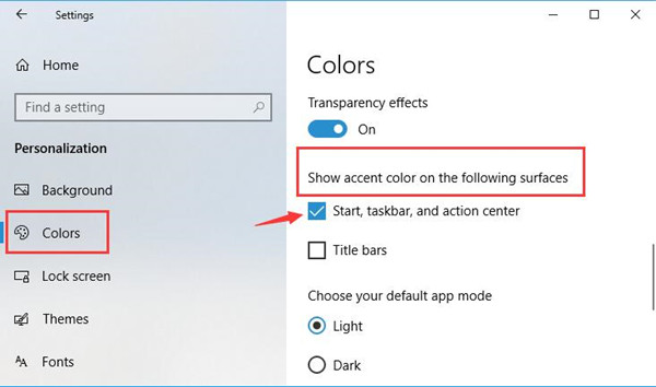 Langsung-saja-pilih-opsi-Show-accent-color-on-the-following-surface Cara Merubah Tampilan Windows 10