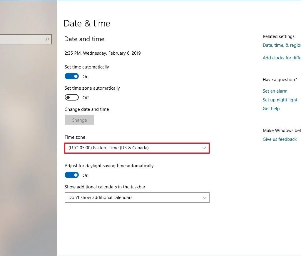 Pada-menu-date-and-time-cari-pilihan-time-zone Cara setting jam di Windows 10