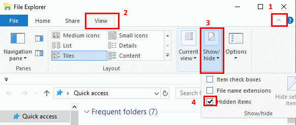 Centang-bagian-Hidden-Items cara membuka Folder Hidden Windows 10