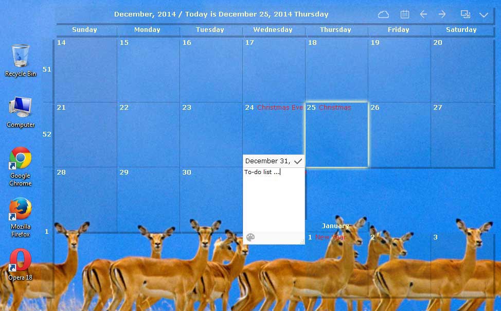 Interactive-Calendar cara menampilkan kalender di desktop windows 10