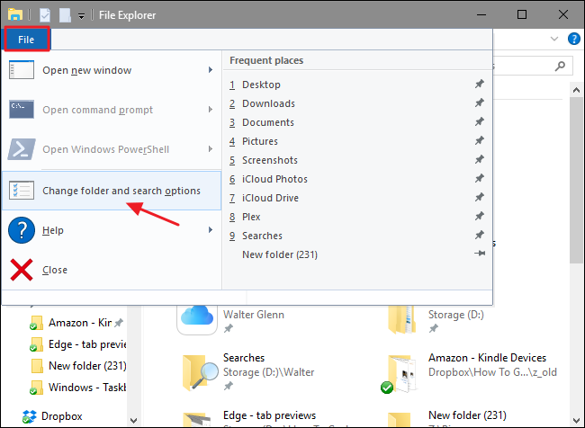 Kemudian-pilih-Change-Folder-and-Search-Options cara menghapus history di laptop windows 10