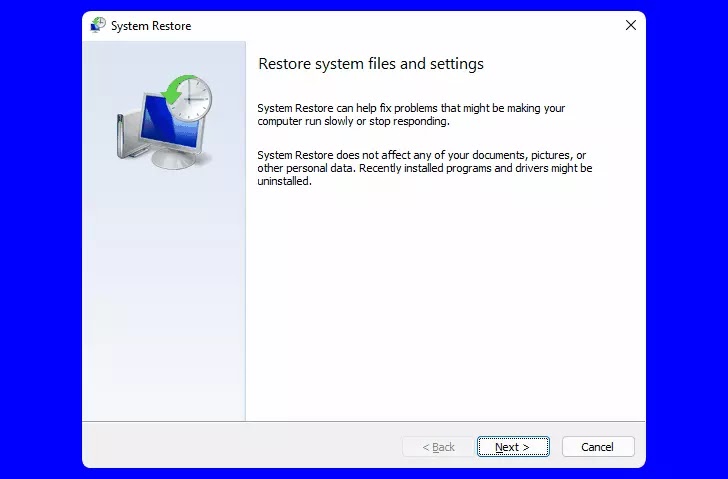 Menggunakan-Windows-System-Restore cara mengatasi file corrupt di windows 10