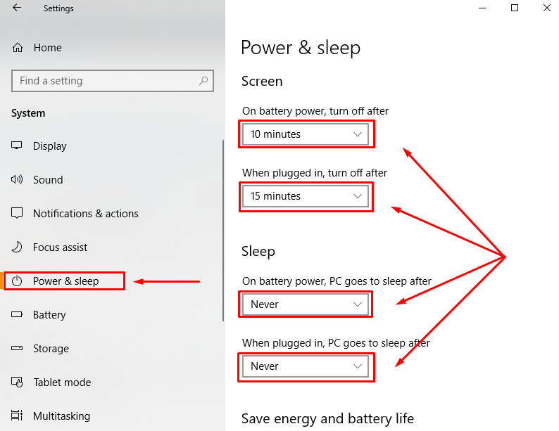 Pilih-Power-Sleep-lalu-ubah-waktunya-sesuai-kebutuhan-mulai-dari-hitungan-menit-hingga cara mengatur waktu mati layar laptop windows 10