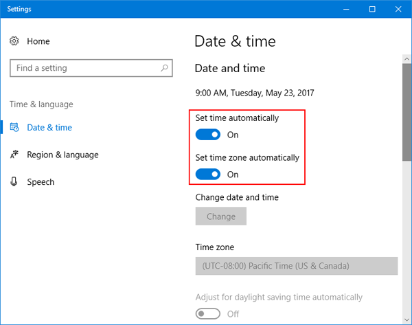 Selanjutnya-klik-tab-Date-Time-lalu-aktifkan-tombol-Set-time-automatically-Set-time-zone-automatically cara mengatasi unlicensed product microsoft office windows 10