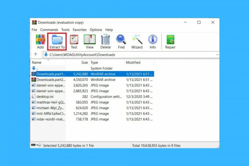 Di-aplikasi-WinRar-cek-toolbar-di-atas-dan-klik-Extract-To cara extract file rar di windows 11