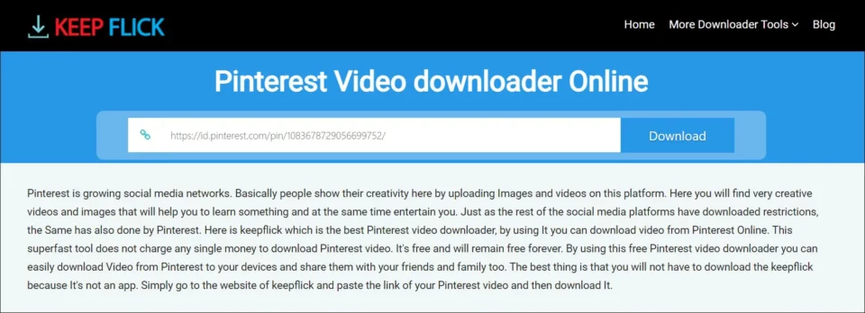 Masuk-pada-laman-Pinterest-Video-Downloader-Online-melalui-Keep-Flick-di-browser-iPhone-Anda