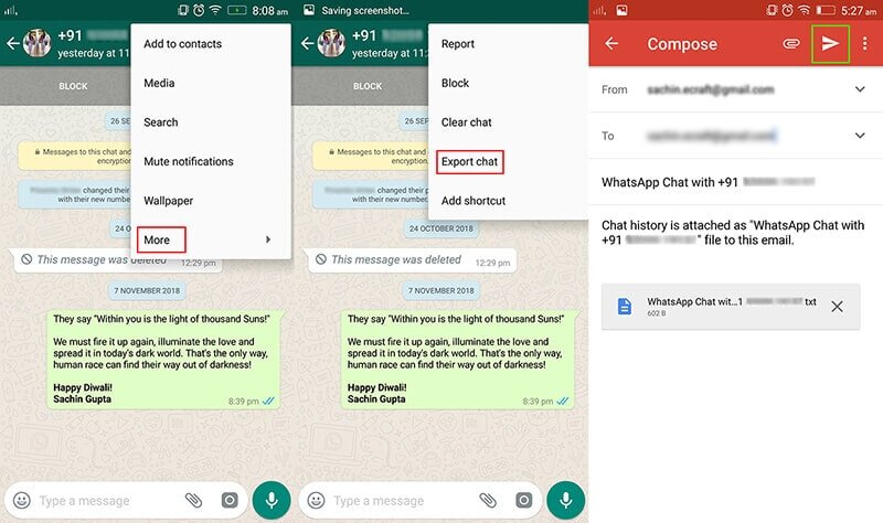 Klik-opsi-Ekspor-Chat cara menyadap whatsapp menggunakan nomor HP atau email di iphone
