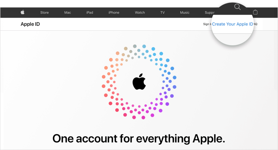Setelah website resmi Apple berhasil terbuka, maka tap pada menu untuk membuat ID Apple, yakni Create Your Apple ID